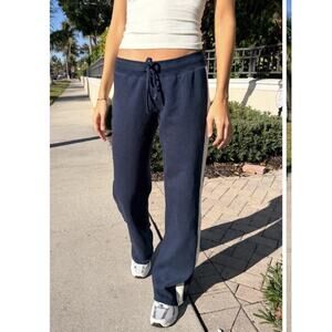 BRANDY MELVILLE Women's NWT Hilary Wide Leg Yoga Pants Navy Side Stripe US 35/XL